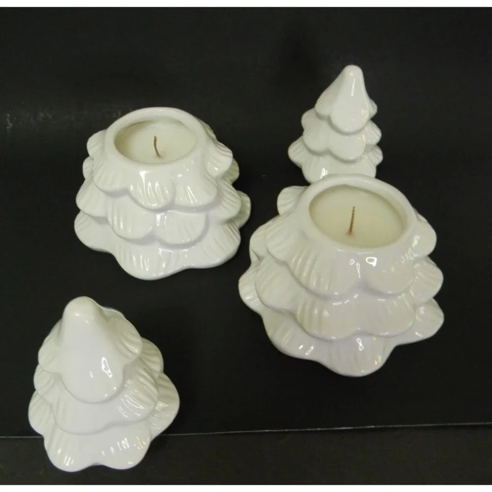 White Christmas Tree Fir Balsam Candles Holiday Decor Gift Set of 2 NEW
